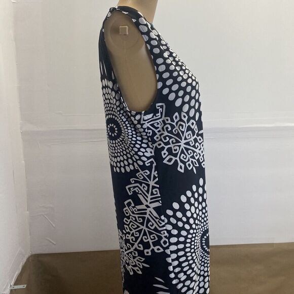 TATIANA B Women’s Size L Black White Embroidered Beaded Sleeveless Retro Dress - Picture 12 of 13